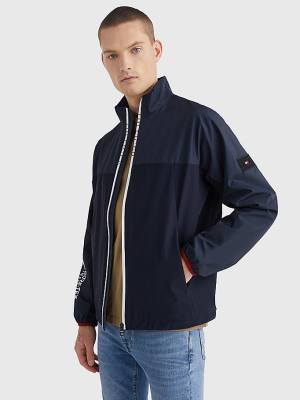 Blue Tommy Hilfiger GORE-TEX Stand Collar Men's Jackets | TH510QNE