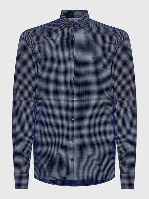 Blue Tommy Hilfiger Geometric Print Slim Fit Men's Shirts | TH169ORH