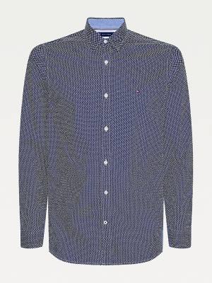 Blue Tommy Hilfiger Geometric Print Slim Fit Men's Shirts | TH451TFM