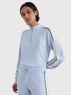 Blue Tommy Hilfiger Half Zip Regular Fit Jumper Women's Sweaters | TH479EQF