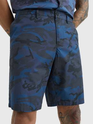 Blue Tommy Hilfiger Harlem Relaxed Camo Print Chino Men's Shorts | TH041ERU