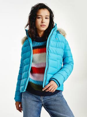 Blue Tommy Hilfiger Hooded Down Women's Jackets | TH157CLO