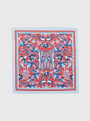 Blue Tommy Hilfiger Iconic Print Silk Bandana Women's Scarves | TH587THO