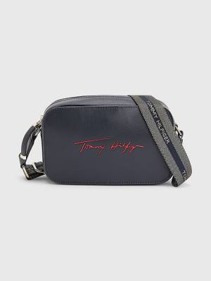 Blue Tommy Hilfiger Iconic Signature Camera Women's Bags | TH391NYQ