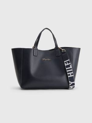 Blue Tommy Hilfiger Iconic Signature Satchel Women's Bags | TH875GFV