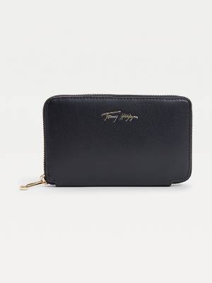 Blue Tommy Hilfiger Iconic Signature Zip-Around Women's Wallets | TH934DFZ