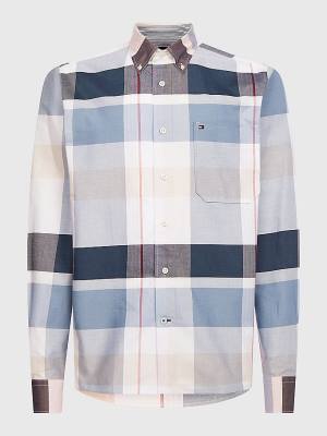 Blue Tommy Hilfiger Icons Madras Men's Shirts | TH476WET