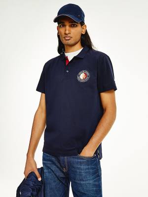 Blue Tommy Hilfiger Icons Organic Cotton Regular Fit Men's Polo Shirts | TH568HFA