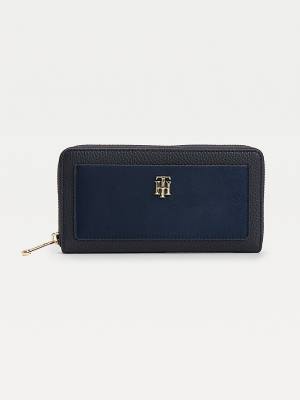 Blue Tommy Hilfiger Large Monogram Zip-Around Women's Wallets | TH057RKN