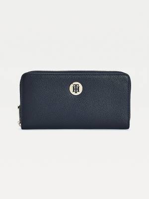 Blue Tommy Hilfiger Large Monogram Zip-Around Women's Wallets | TH086WSM