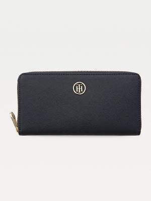 Blue Tommy Hilfiger Large Monogram Zip Women's Wallets | TH076EXH