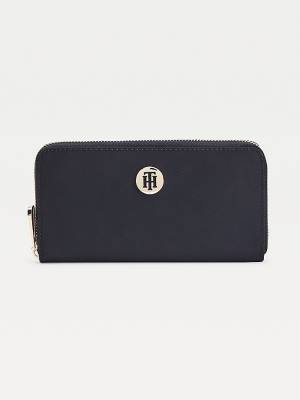 Blue Tommy Hilfiger Large Zip-Around Recycled Women's Wallets | TH756NVL