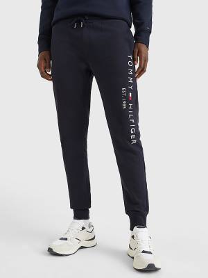 Blue Tommy Hilfiger Logo Organic Cotton Joggers Men's Pants | TH971SON