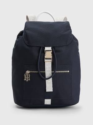 Blue Tommy Hilfiger Logo Strap Backpack Women's Bags | TH308BRN