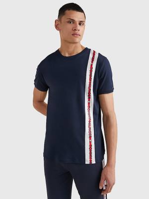 Blue Tommy Hilfiger Logo Stripe Men's Pyjamas | TH890PKQ