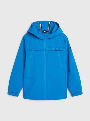 Blue Tommy Hilfiger Logo Tape Zip-Thru Parka Boys' Jackets | TH562EYO