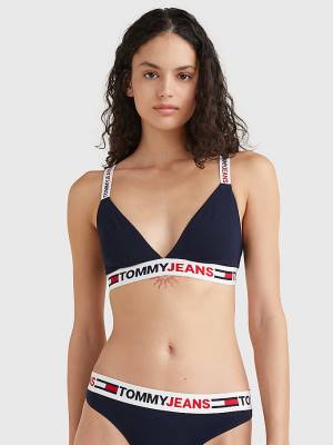 Blue Tommy Hilfiger Logo Underband Triangle Bra Women's Underwear | TH901XMQ