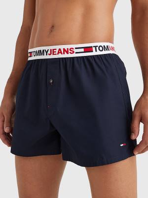 Blue Tommy Hilfiger Logo Waistband Boxer Shorts Men's Underwear | TH704PSZ