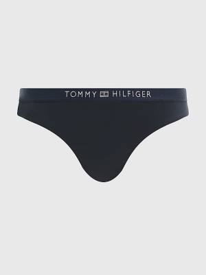 Blue Tommy Hilfiger Logo Waistband Brazilian Bikini Bottoms Women's Swimwear | TH190OVW