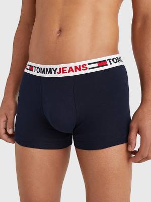 Blue Tommy Hilfiger Logo Waistband Trunks Men's Underwear | TH537WHJ