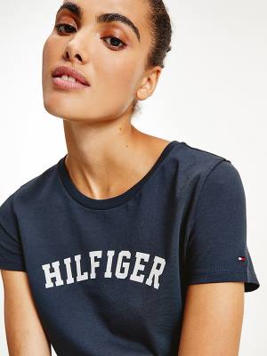 Blue Tommy Hilfiger Logo Women's T Shirts | TH017QCA