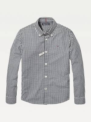 Blue Tommy Hilfiger Long Sleeve Gingham Boys' Shirts | TH370YIV