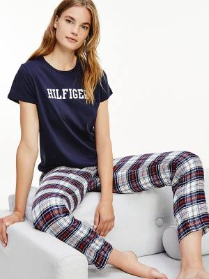 Blue Tommy Hilfiger Lounge Organic Cotton Women's T Shirts | TH196TYF