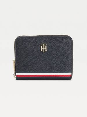 Blue Tommy Hilfiger Medium Signature Zip-Around Women's Wallets | TH341TES