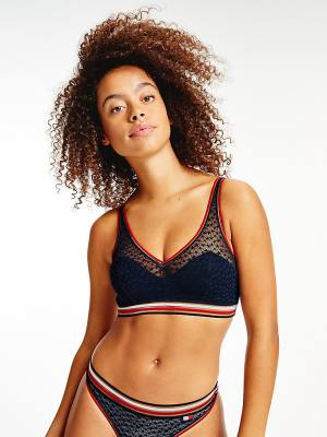 Blue Tommy Hilfiger Mesh Padded Triangle Bralette Women's Underwear | TH132MAP