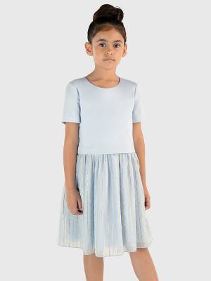 Blue Tommy Hilfiger Metallic Stripe Girls' Dress | TH734JBV