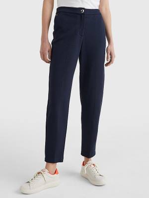 Blue Tommy Hilfiger Michelle Textured Tapered Women's Pants | TH651FQM