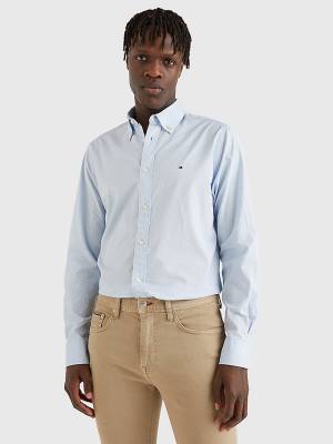 Blue Tommy Hilfiger Micro Print Poplin Regular Fit Men's Shirts | TH019VEY