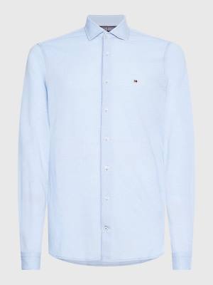 Blue Tommy Hilfiger Micro Stripe Men's Shirts | TH452ASE