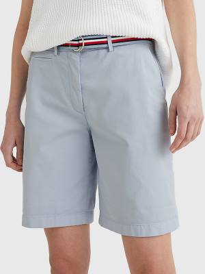 Blue Tommy Hilfiger Mid Rise Chino Women's Shorts | TH830ALN