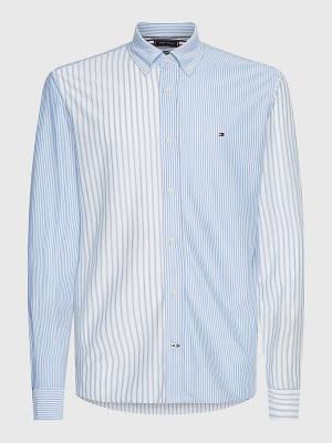 Blue Tommy Hilfiger Mixed Stripe Regular Fit Men's Shirts | TH027YMA