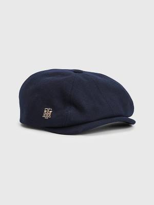 Blue Tommy Hilfiger Monogram Newsboy Cap Women's Hats | TH293VOT