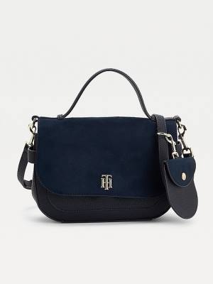 Blue Tommy Hilfiger Monogram Plaque Crossover Women's Bags | TH204MRL