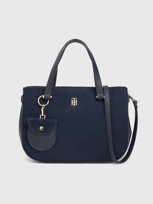 Blue Tommy Hilfiger Monogram Plaque Satchel Women's Bags | TH821EPB