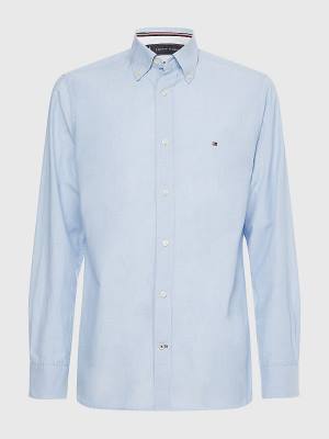 Blue Tommy Hilfiger Natural Soft Poplin Regular Fit Men's Shirts | TH084BWO