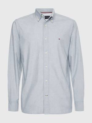 Blue Tommy Hilfiger Natural Soft Poplin Regular Fit Men's Shirts | TH908ISW