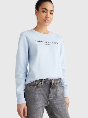 Blue Tommy Hilfiger Organic Cotton Crew Neck Women's Sweatshirts | TH391MHT