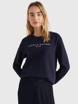 Blue Tommy Hilfiger Organic Cotton Crew Neck Women's Sweatshirts | TH792BSV