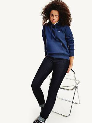 Blue Tommy Hilfiger Organic Cotton Regular Fit Women's Hoodie | TH597AFX