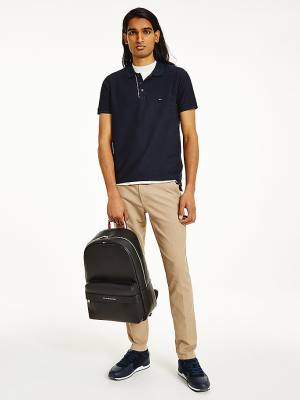 Blue Tommy Hilfiger Organic Cotton Slim Fit Men's Polo Shirts | TH034SHC