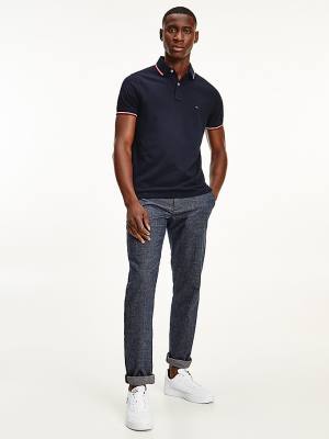 Blue Tommy Hilfiger Organic Cotton Slim Fit Men's Polo Shirts | TH501HTZ