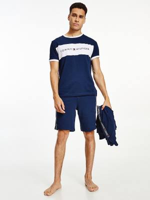 Blue Tommy Hilfiger Original Colour-Blocked Logo Men's Pyjamas | TH375HAL