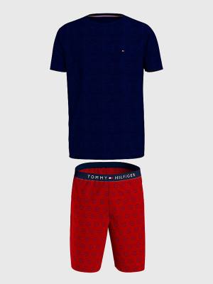 Blue Tommy Hilfiger Original Short Print Set Men's Pyjamas | TH673MZY