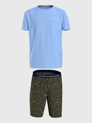 Blue Tommy Hilfiger Original Short Print Set Men's Pyjamas | TH950NAP