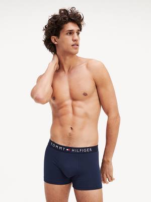 Blue Tommy Hilfiger Original Stretch Logo Waistband Trunks Men's Underwear | TH568OXI