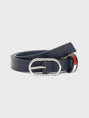 Blue Tommy Hilfiger Oval Buckle Leather Women's Belts | TH935YCM